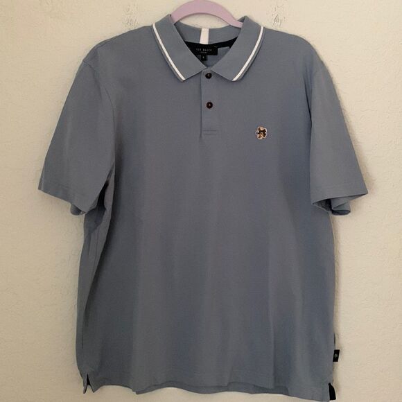 Ted Baker London Blue Polo Short Sleeve Men’s Shirt Size 6/ S - Picture 1 of 8